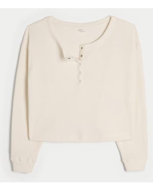 Hollister Gilly Hicks Waffle Off-the-shoulder Henley - Natural