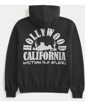 Hollister Boxy Hollywood Graphic Hoodie - Black