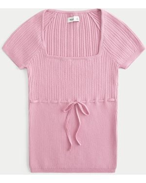 Hollister Short-sleeve Square Neck Jumper - Pink