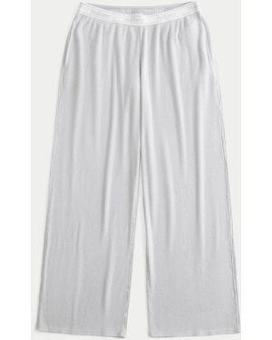 Hollister Cosy Rib Elastic Waist Wide-leg Trousers - White