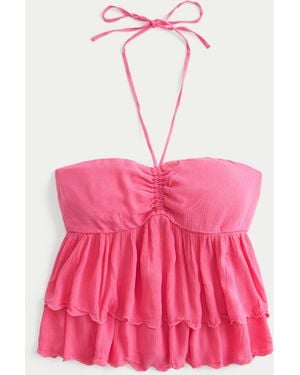 Hollister Tiered Halter Babydoll Top - Pink