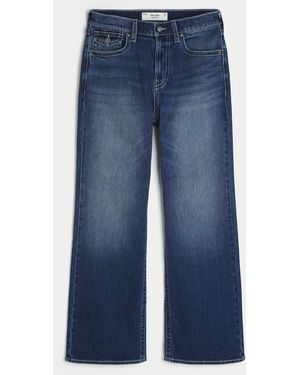 Hollister Dark Wash Baggy Bootcut Jeans - Blue
