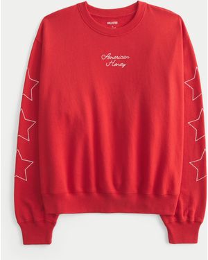 Hollister Easy American Honey Graphic Crew Sweatshirt - Red