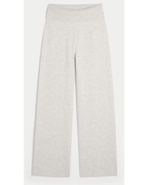 Hollister Gilly Hicks Sweater-knit Foldover Straight Trousers - White