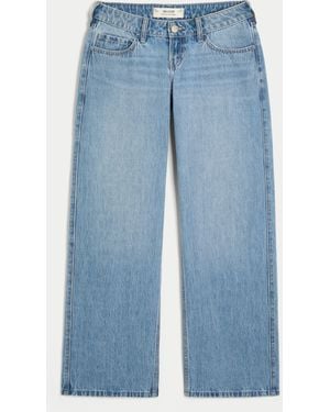 Hollister Ultra Low-rise Medium Wash Baggy Jeans - Blue
