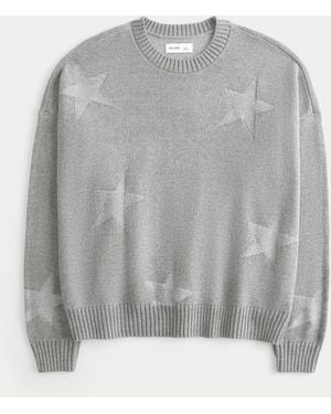 Hollister Easy Star Pattern Crew Jumper - Grey