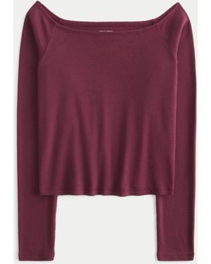 Hollister Long-sleeve Off-the-shoulder Top - Purple