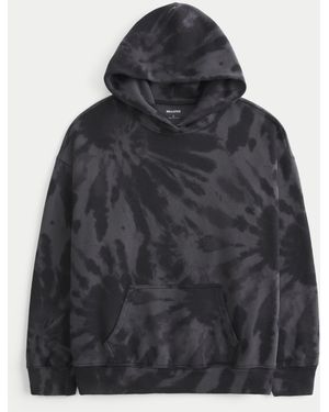 Hollister Oversized Tie-dye Print Hoodie - Black