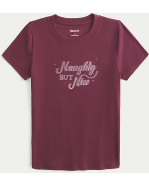 Hollister Naughty But Nice Graphic Baby Tee - Purple