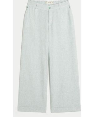 Hollister Low-rise Linen-blend Wide-leg Trousers - White