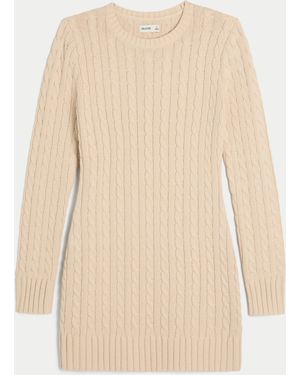 Hollister Cable-knit Crew Jumper Mini Dress - Natural