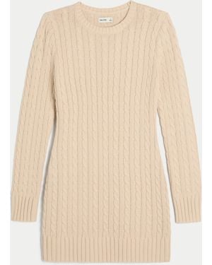 Hollister Cable-knit Crew Jumper Mini Dress - Natural
