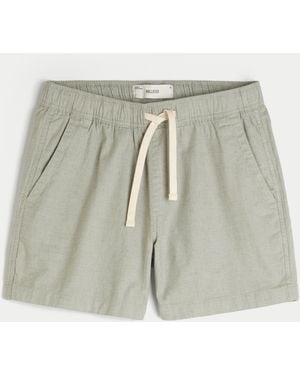 Hollister Mid-thigh Linen-blend Pull-on Shorts - Grey