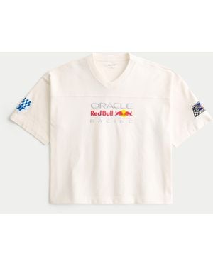 Hollister Heavyweight Oracle Red Bull Racing Graphic Football Jersey - Natural