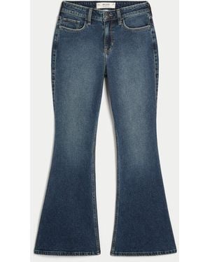 Hollister Curvy High-rise Dark Wash Flare Jeans - Blue