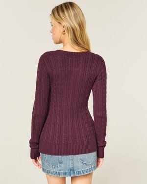 Hollister Hollister Ivy Pullover mit Zopfmuster und V-Ausschnitt - Lila