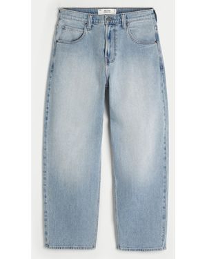Hollister Embroidered Light Wash Skater Baggy Jeans - Blue