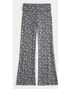 Hollister Always Cosy Knit Foldover Waist Flare Trousers - Multicolour