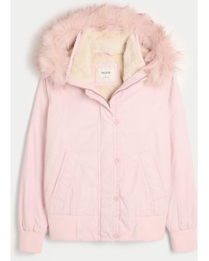 Hollister Faux Fur-lined Bomber Jacket - Pink