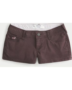 Hollister Ultra Low-rise Interior Pattern Waistband Twill Shortie Shorts - Purple