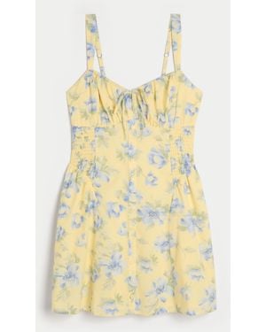 Hollister Hollister Sofia Button Front Mini Dress - Yellow