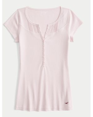 Hollister Short-sleeve Icon Henley - Pink