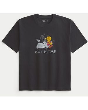 Hollister Boxy Heavyweight Looney Tunes Graphic Tee - Black