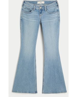 Hollister Ultra Low-rise Medium Wash Flare Jeans - Blue