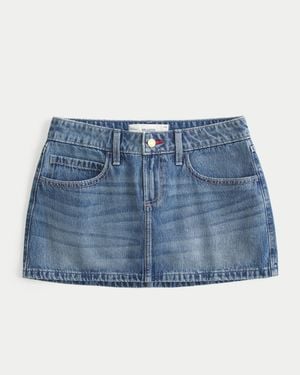 Hollister Low-rise Medium Wash Embroidered Denim Mini Skort - Blue