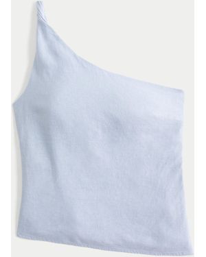 Hollister Linen-blend One-shoulder Top - Blue