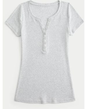 Hollister Short-sleeve Henley - White