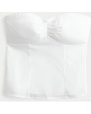 Hollister Strapless Picot Lace Trim Top - White