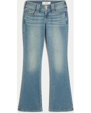 Hollister Low-rise Medium Wash Embroidered Florals Bootcut Jeans - Blue