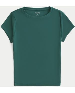 Hollister Ribbed Seamless Fabric Crew Top - Green