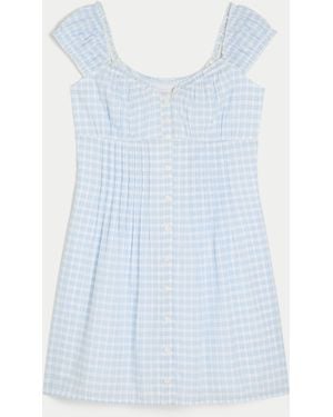 Hollister Cap Sleeve Button Front Mini Dress - Blue
