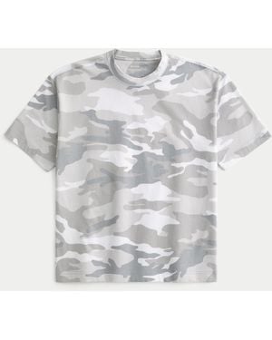 Hollister Boxy Heavyweight Cotton Camo Crew T-shirt - Grey