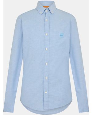 BOSS Mabsoot Shirt With Iconic Logo Patch - Blue