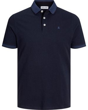 Jack & Jones Paulos Tipped Pique Short Sleeve Polo Shirt - Blue