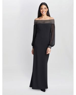 Gina Bacconi Vanessa Crepe Maxi Dress With Neck Trim - Black