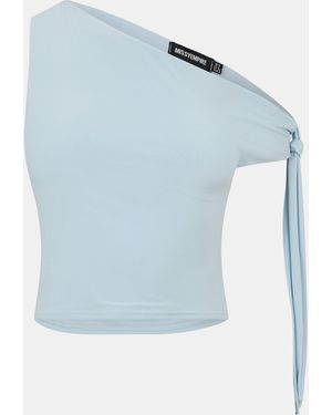 Missy Empire Tie Shoulder Top - Blue