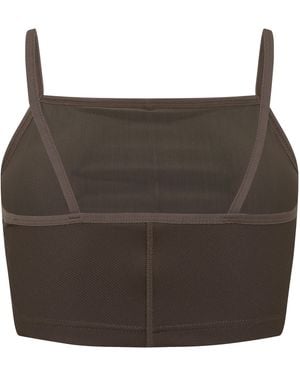 Reebok S Yoga Ribbed Crop Top Brown M