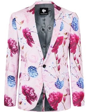 Twisted Tailor Russell Skinny Fit Floral Jacket - Pink