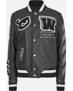 Off-White c/o Virgil Abloh Two-Tone Varsity Jacket - Black