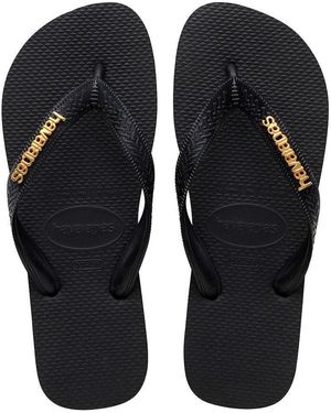 Havaianas Logo Metallic Flip Flops - Black