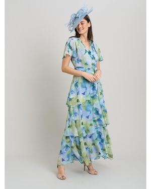 Gina Bacconi Rihanna Tiered Maxi Dress - Blue