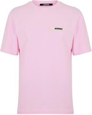 Jacquemus Plain Cotton Grosgrain Tab T-Shirt - Pink