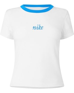 Nike Nsw Knit Mid Cotton Crew-Neck Slim-Fit Cropped T-Shirt - White