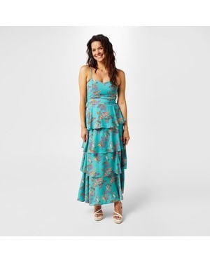 Biba Tiered Maxi Dress - Blue