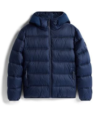 Tommy Hilfiger Logo Hooded Full-Zip Short Puffer Jacket - Blue