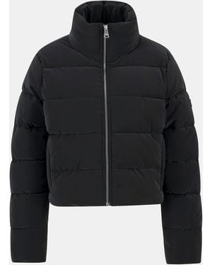 Barbour Hudson Faux Velvet Long Sleeve Short Puffer Jacket - Black